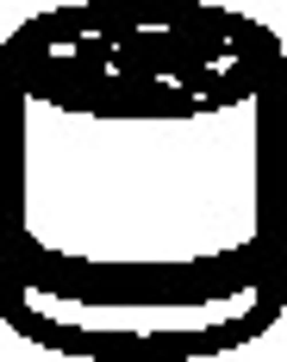 Schwarz-weißes Icon eines zylindrischen Objekts mit einer Öffnung oben, das möglicherweise einen Durchflussbegrenzer von HANSA darstellt.