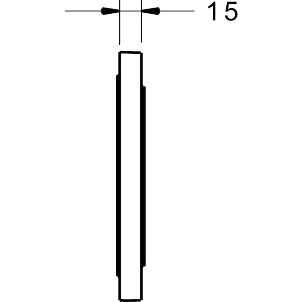 Schematische Darstellung eines Produkts von HANSA, mit zwei parallelen Linien und einer Gesamtbreite von 15 mm, sichtbar durch die Zeichnung.
