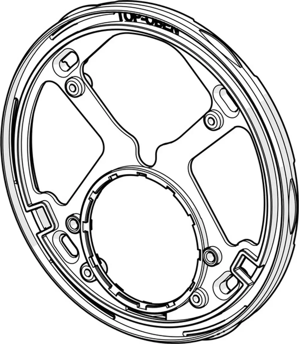 Befestigungsteil von HANSA mit spezifischer Form, das Öffnungen und Aussparungen für Schrauben oder Halterungen aufweist. Eignet sich für Installationen oder Befestigungen.