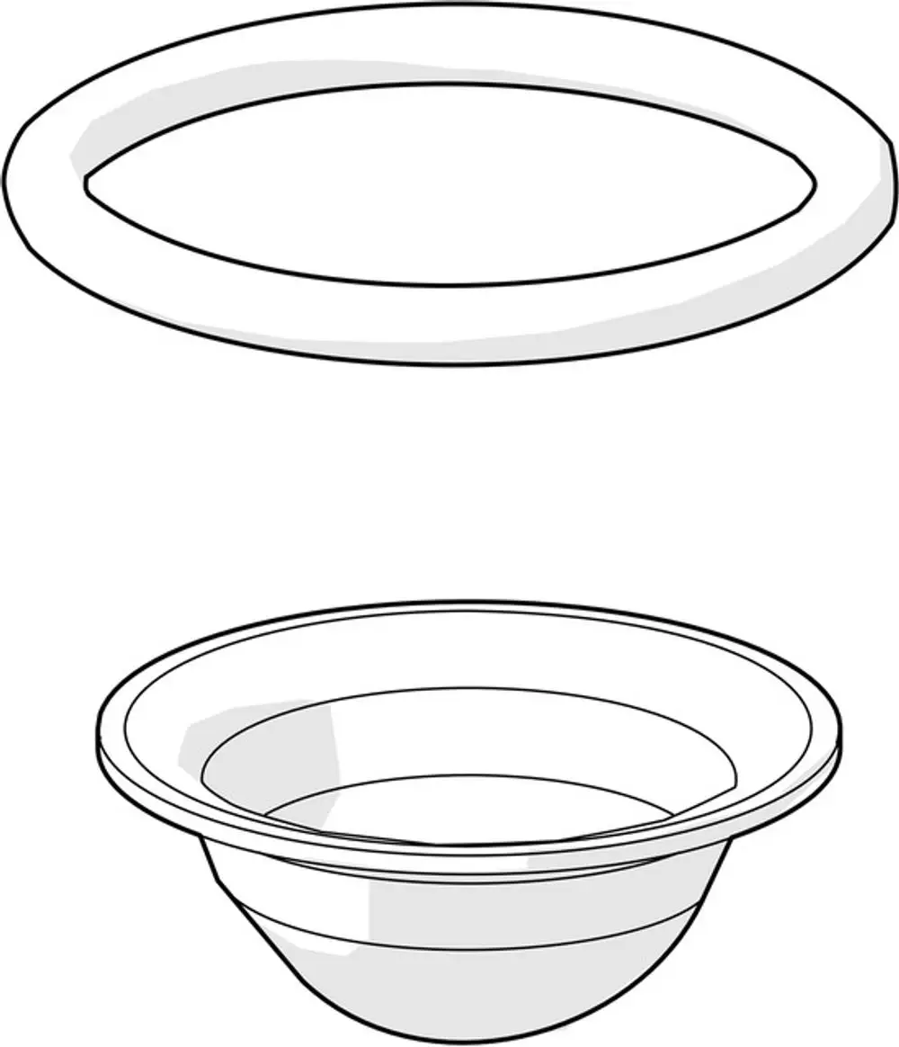 O-Ring von HANSA, shown in two orientations: one flat and one with a concave shape, illustrating its design for sealing applications.
