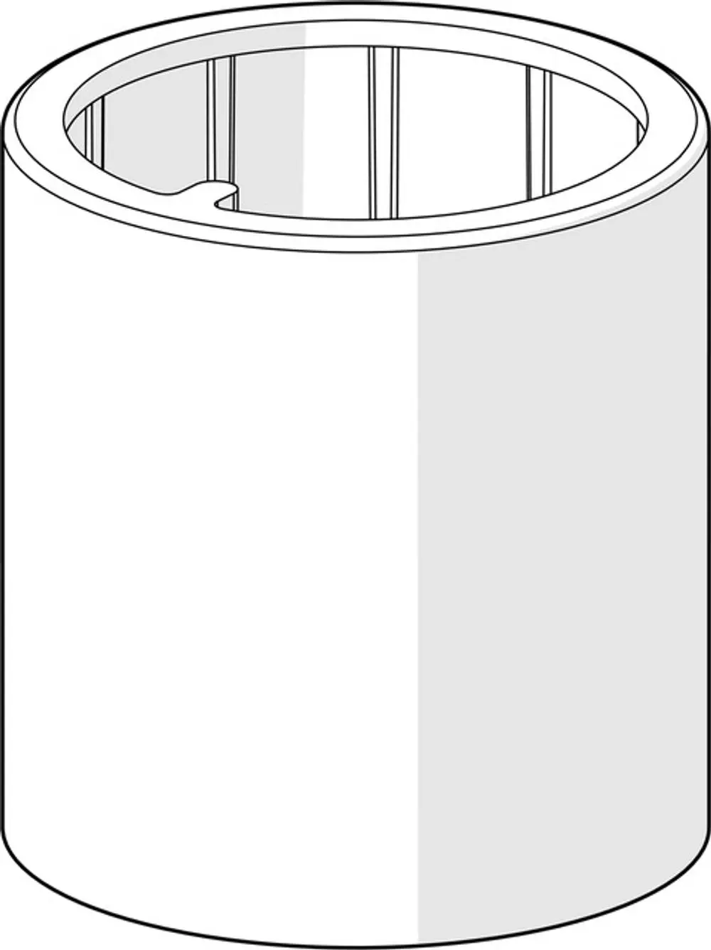 Weißer, zylindrischer Kunststoffadapter mit flacher Oberseite und Innenstruktur, möglicherweise von der Marke HANSA, geeignet für Verbindungen oder Montage.