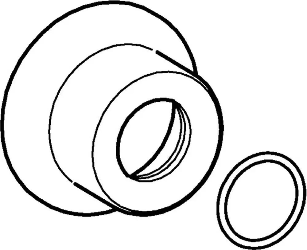 Rosette von HANSA in Chrom, bestehend aus einem ringförmigen Element und einer passenden Dichtung, zur Verwendung in Sanitärinstallationen.