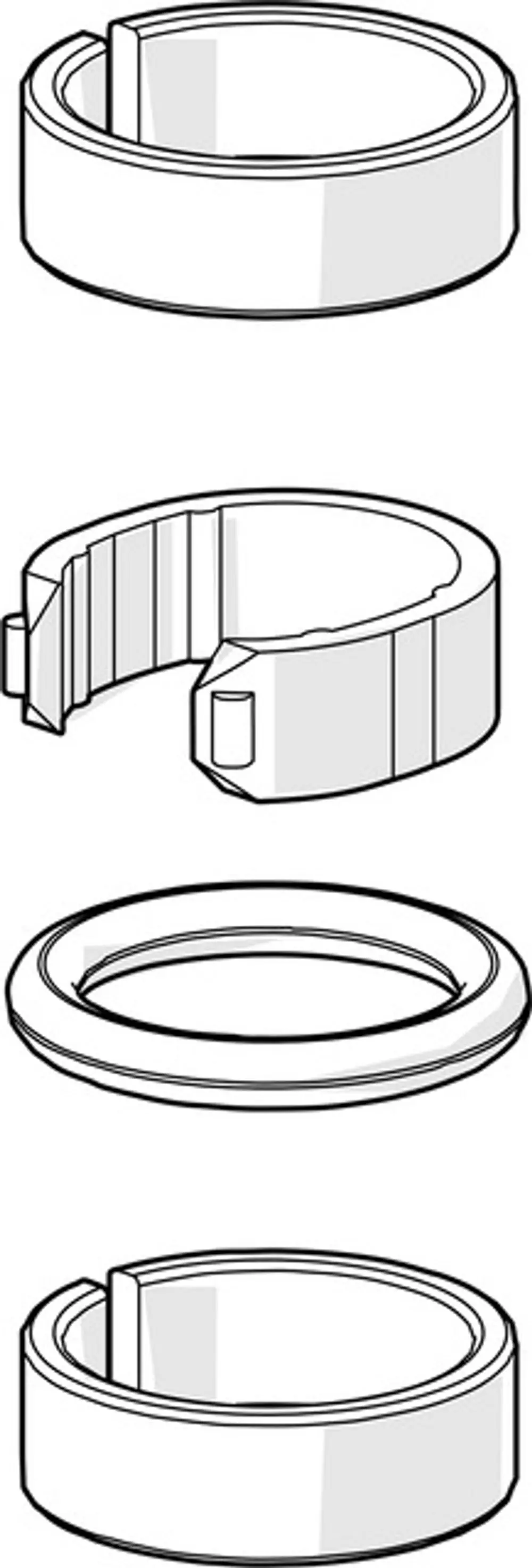 Skizze einer Auslaufdichtung in verschiedenen Ansichten, die das Design und die Form des Produkts zeigt. Hersteller ist HANSA.