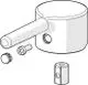 Chromfarbiger Hebel mit einem länglichen Griff und einer runden Basis. Enthält Schrauben und Adapter. Teil eines HANSA-Armaturen-Systems.