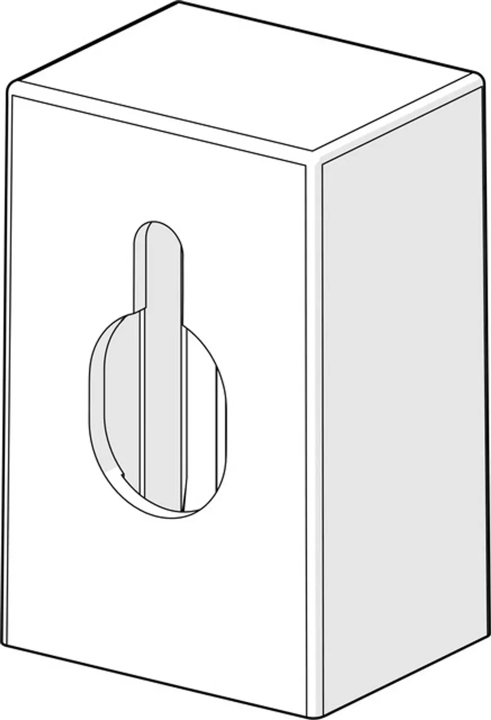 Weißer Kunststoffadapter mit einer ovalen Öffnung und einem stabilen Hebel. Gezeigt aus einer perspektivischen Ansicht, typischer Einsatz in Sanitärinstallationen von HANSA.