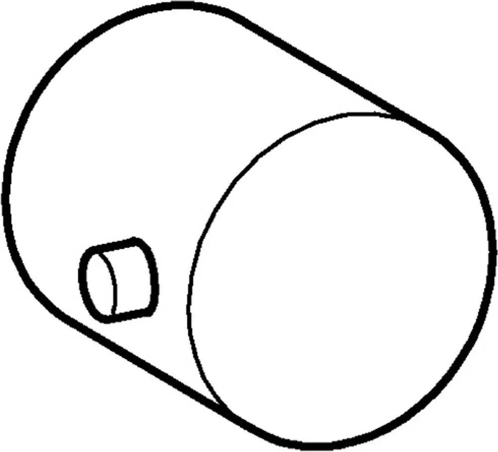Griff von HANSA, zylindrisches Design mit seitlichem Anschluss. Der Griff ist schlicht und funktional, geeignet für Armaturen oder ähnliche Anwendungen.