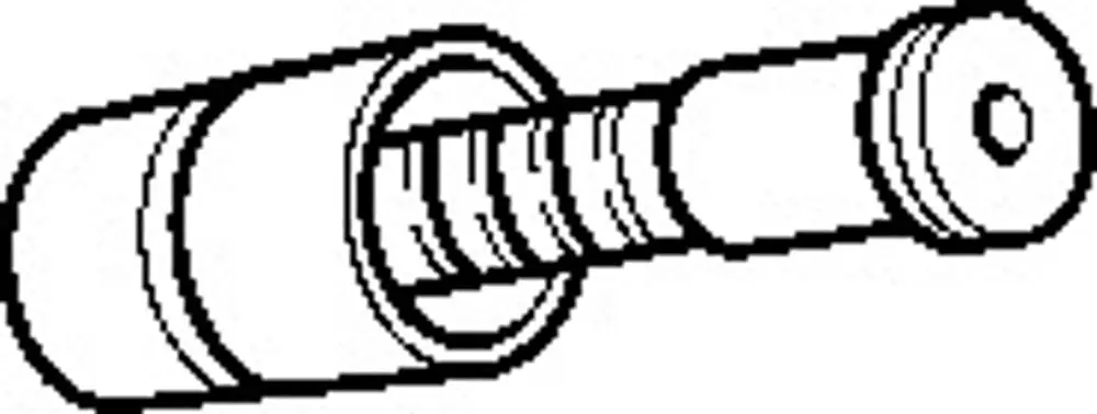 Schlauch von HANSA, dargestellt in einem technischen Diagramm, zeigt eine zylindrische Form mit einer gewellten Innenseite und einem runden Ende.