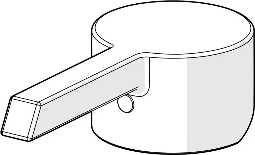Chromfarbener Hebel mit rechteckigem Griff und runder Basis, hergestellt von HANSA. Die Konstruktion weist eine klare Formensprache auf.