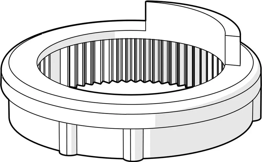 Temperaturanschlag von HANSA, runde Form mit gerillter Innenfläche und seitlichem Ansatz. Geeignet für thermische Anwendungen in Installationen.