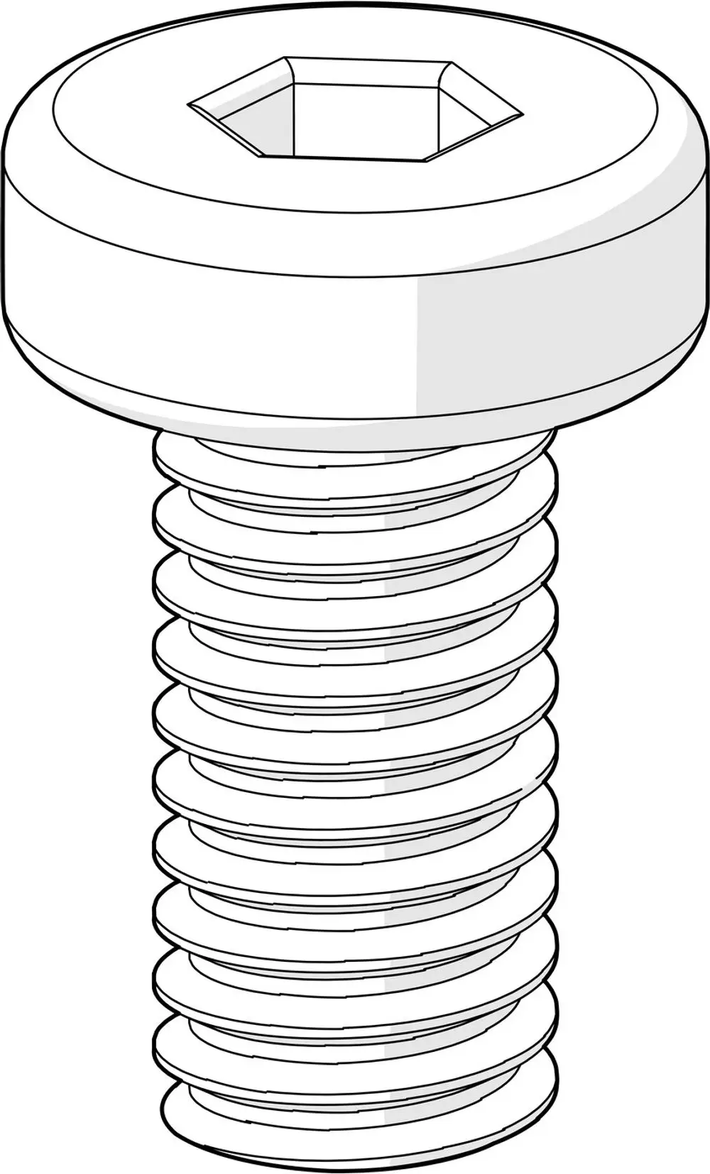 Schraube mit sechseckigem Kopf und Gewinde, hergestellt von HANSA. Die Schraube ist in einer standardmäßigen Form mit spiralförmigem Gewinde gestaltet.