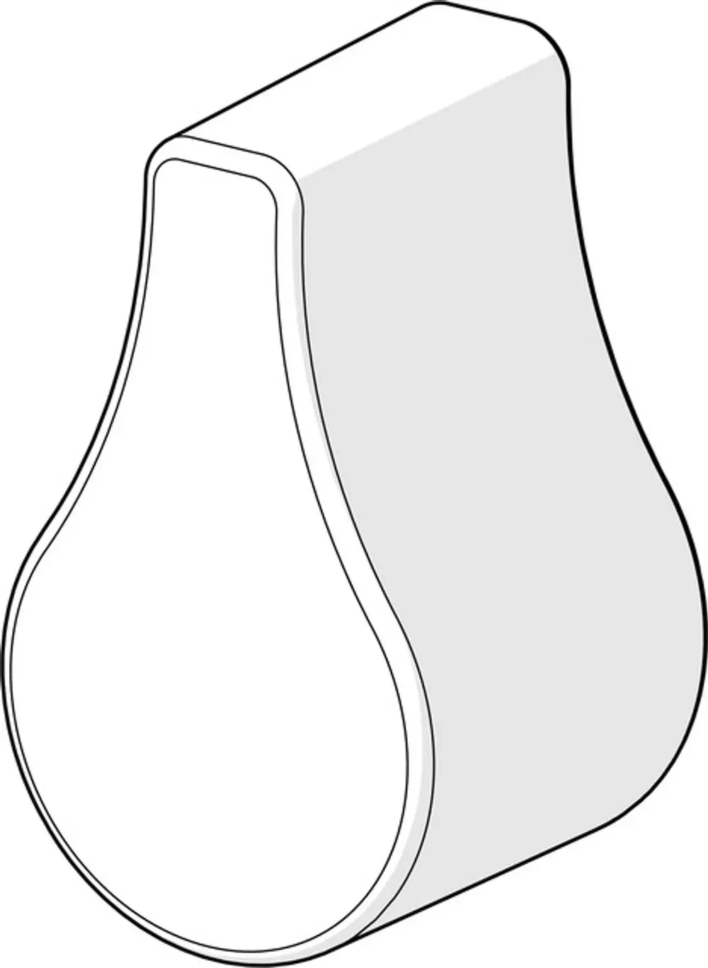 Chromfarbener Absperrgriff von HANSA mit geschwungener Form. Das Produkt hat eine glatte Oberfläche und eine konturierte Kante.