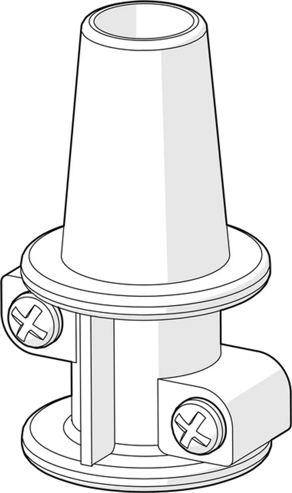 Halter von HANSA, mit konischer Form und zwei Befestigungsschrauben. Eignet sich zur Montage in verschiedenen Anwendungen.