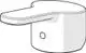Hebel in Chromoptik mit flacher Griffoberfläche und Seitenelement, ausgelegt für Armaturen von HANSA. Montagemöglichkeit an der Frontseite.