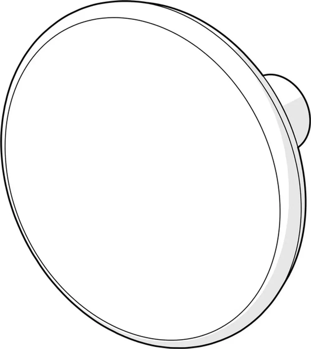 Druckknopf in runder Form mit einem einfachen Design. Die Oberfläche ist glänzend und könnte zur Betätigung bei Produkten der Marke HANSA verwendet werden.