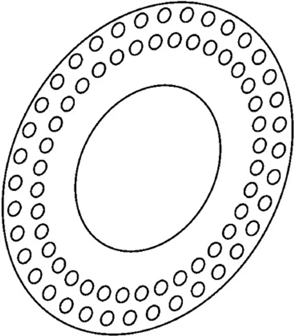 Dichtungsring von HANSA, ovaler Form, mit durchgehenden und durchbrochenen Löchern entlang des Umfangs, auf weißem Hintergrund dargestellt.
