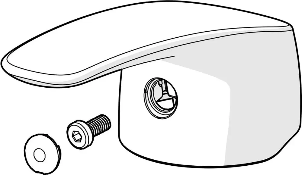 Hebel von HANSA in Chrom-Optik, abgerundete Form, montiert auf Basis mit Schraube und Feststellring, geeignet für Wasserarmaturen.