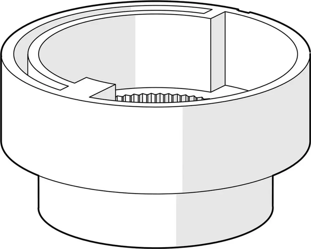 Temperaturanschlag in zylindrischer Form von HANSA, mit innerer Rändelstruktur und seitlichen Aussparungen zur Befestigung.