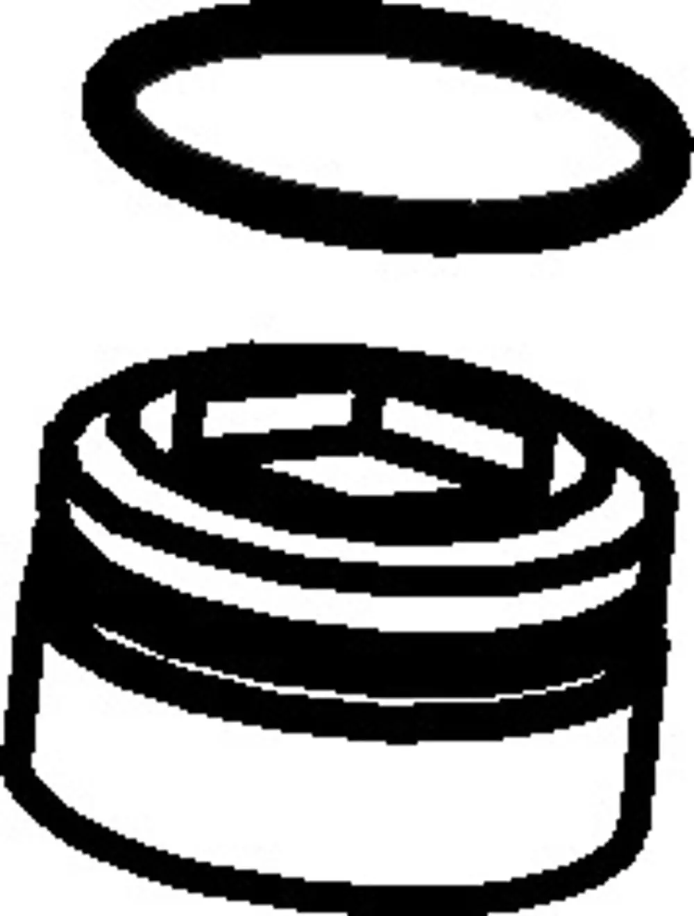 Dichtungsring von HANSA abgebildet, bestehend aus einem unteren Teil und einem abnehmbaren Deckel, in schlichter, runder Form.