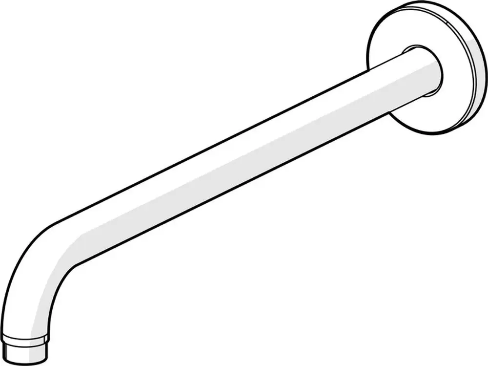 Brausearm ohne Kopfbrause, gerades Rohr mit rundem Ende und wandmontierbarer Rosette, hergestellt von HANSA.