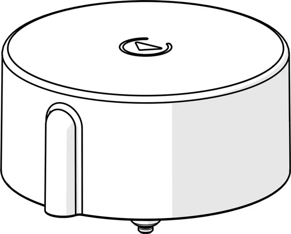 Weißer, runder Absperrgriff mit zentralem Drehmechanismus, seitlichem Auslass und Hansa-Logo, geeignet für verschiedene Wasserinstallationen.