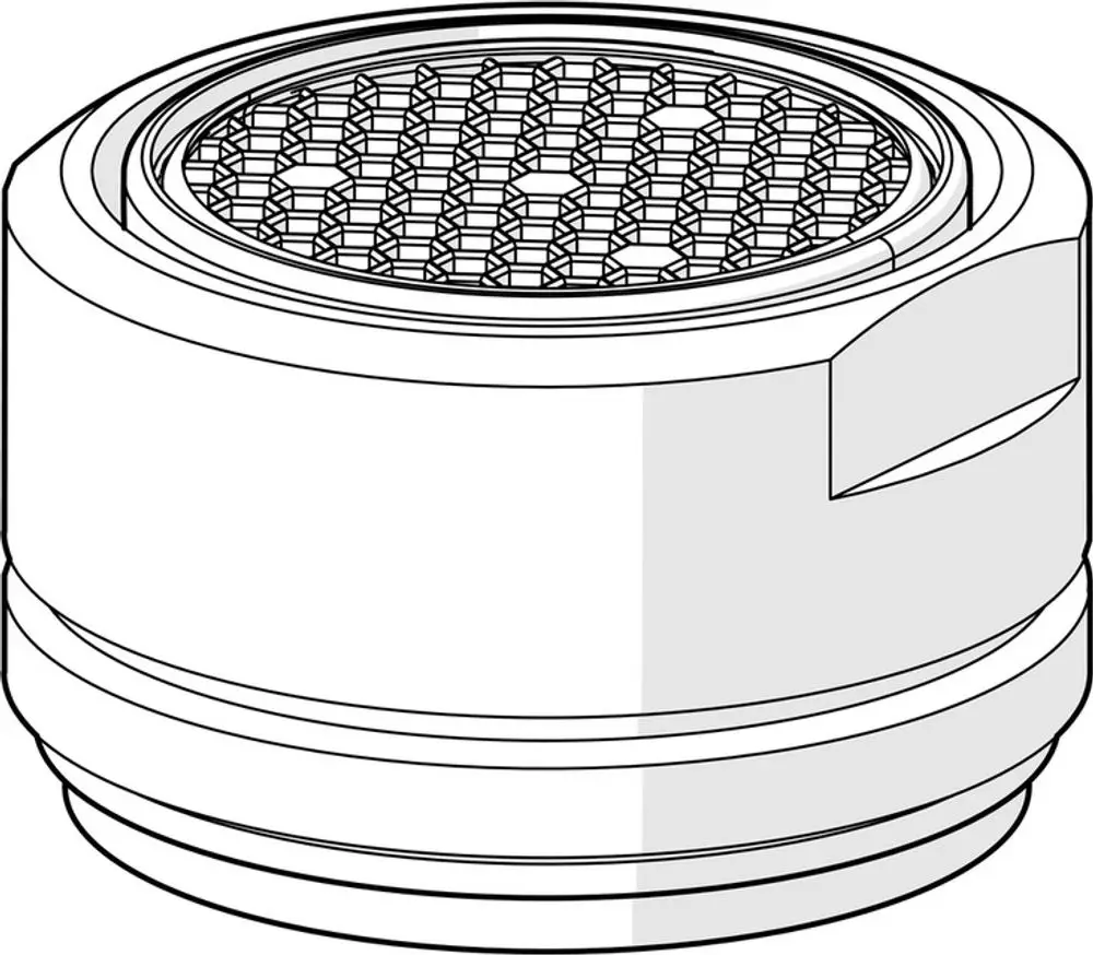 Luftsprudler mit gitterförmigem Auslauf und einheitlichem Gehäuse. Aus Chrom gefertigt, für die Verwendung mit HANSA Wasserarmaturen geeignet.