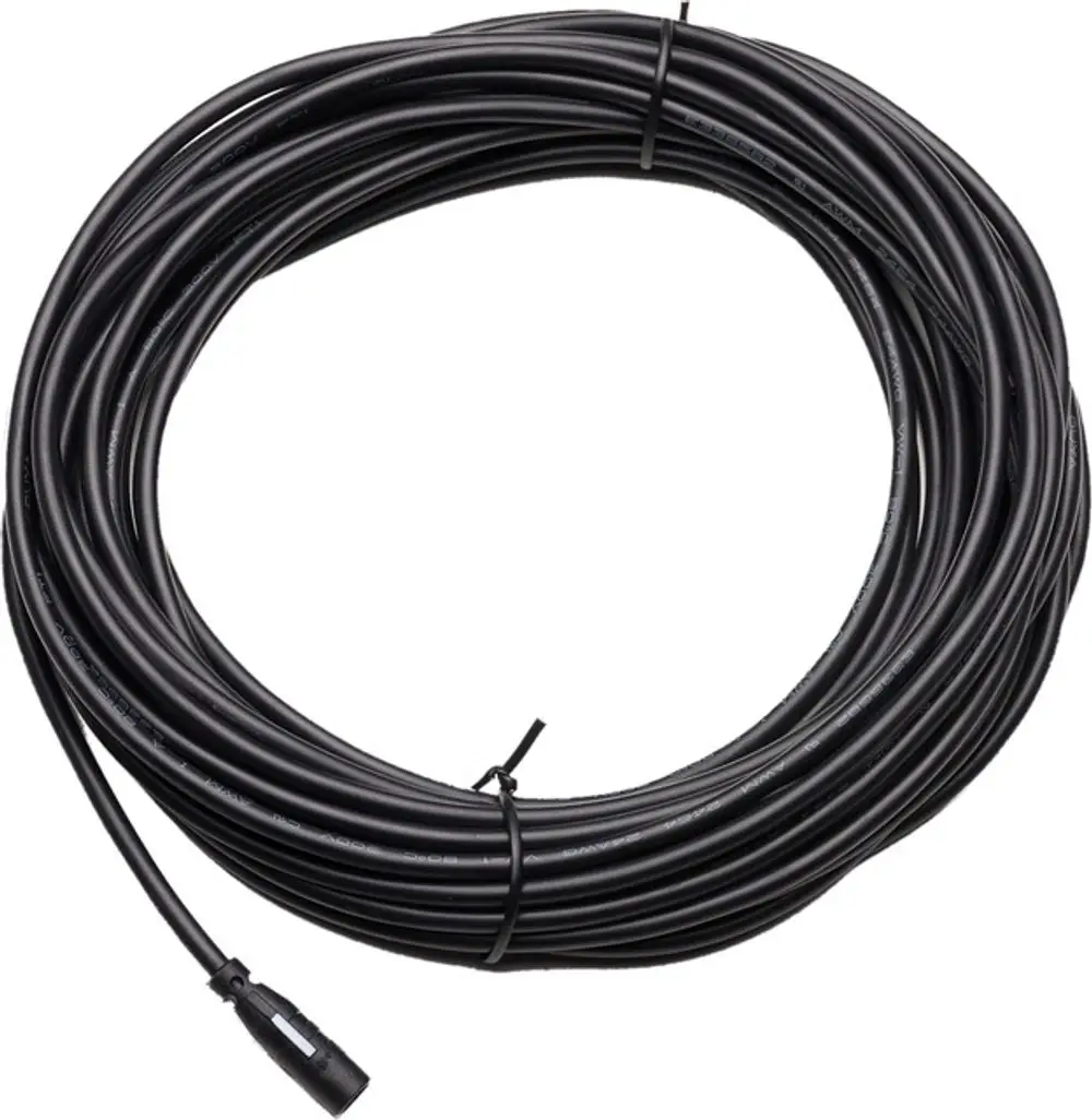Schwarzes Kabel, aufgerollt, mit einem Stecker am Ende. Das Produkt gehört zur Marke HANSA.
