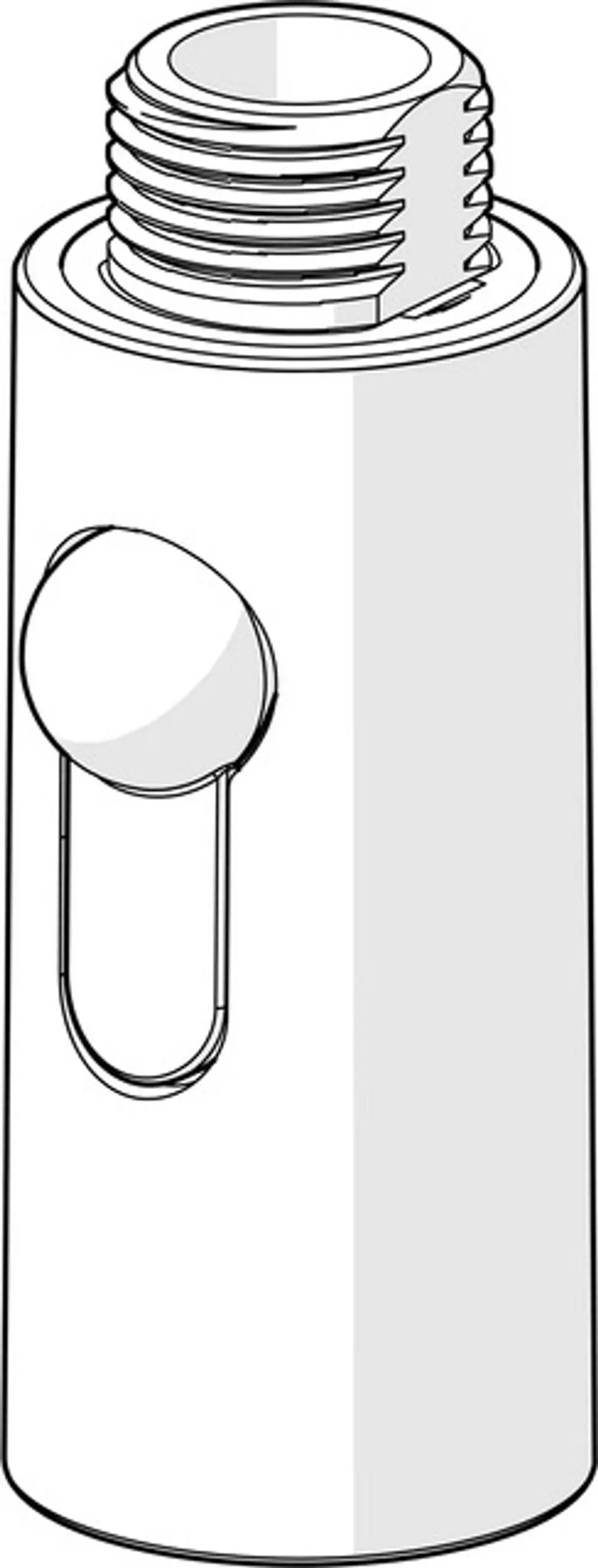 Kopfbrause ohne Brausearm in chromfarbener Ausführung. Das Produkt hat ein rohrförmiges Design mit Gewinde und einem Halterungsmechanismus. Hergestellt von HANSA.