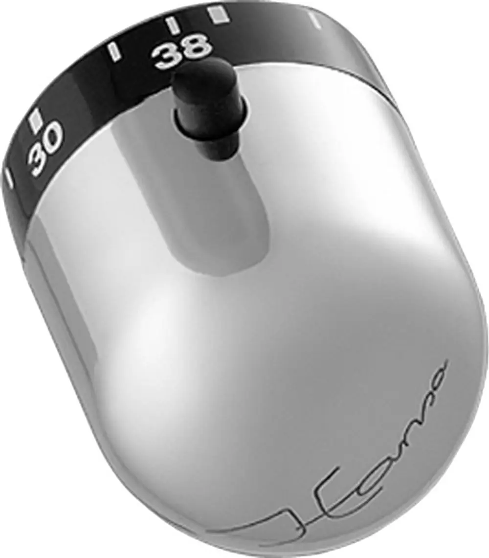 Temperatureinstellgriff von HANSA in Chromoptik, rundes Design mit graduierter Skala von 30 bis 38. Ideal zur präzisen Temperatureinstellung.