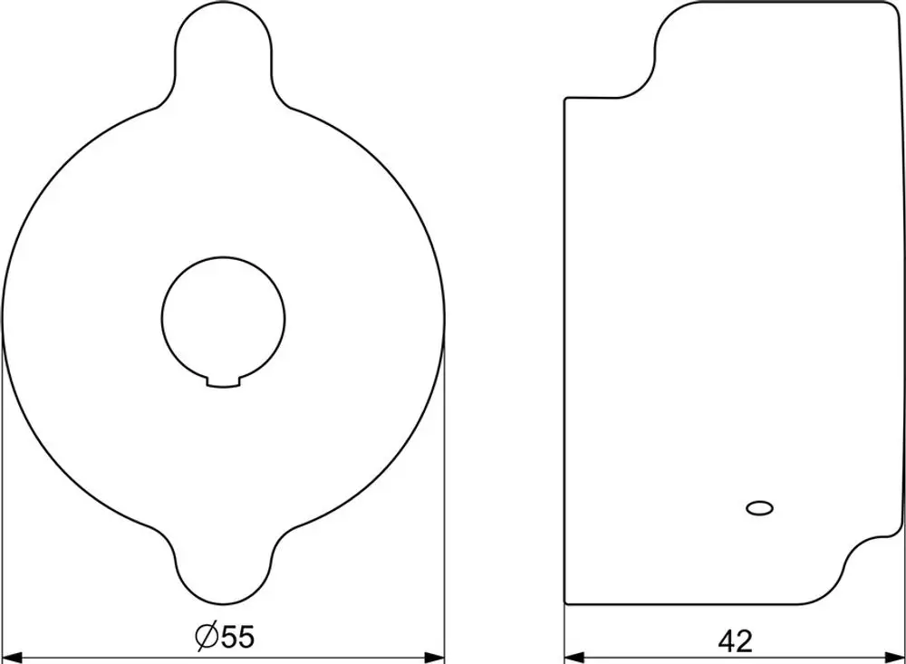 Abgestimmtes Design von HANSA, bestehend aus einem runden Griff mit zentralem Loch und seitlichen Ausschnitten. Maße und detaillierte Form nicht angegeben.