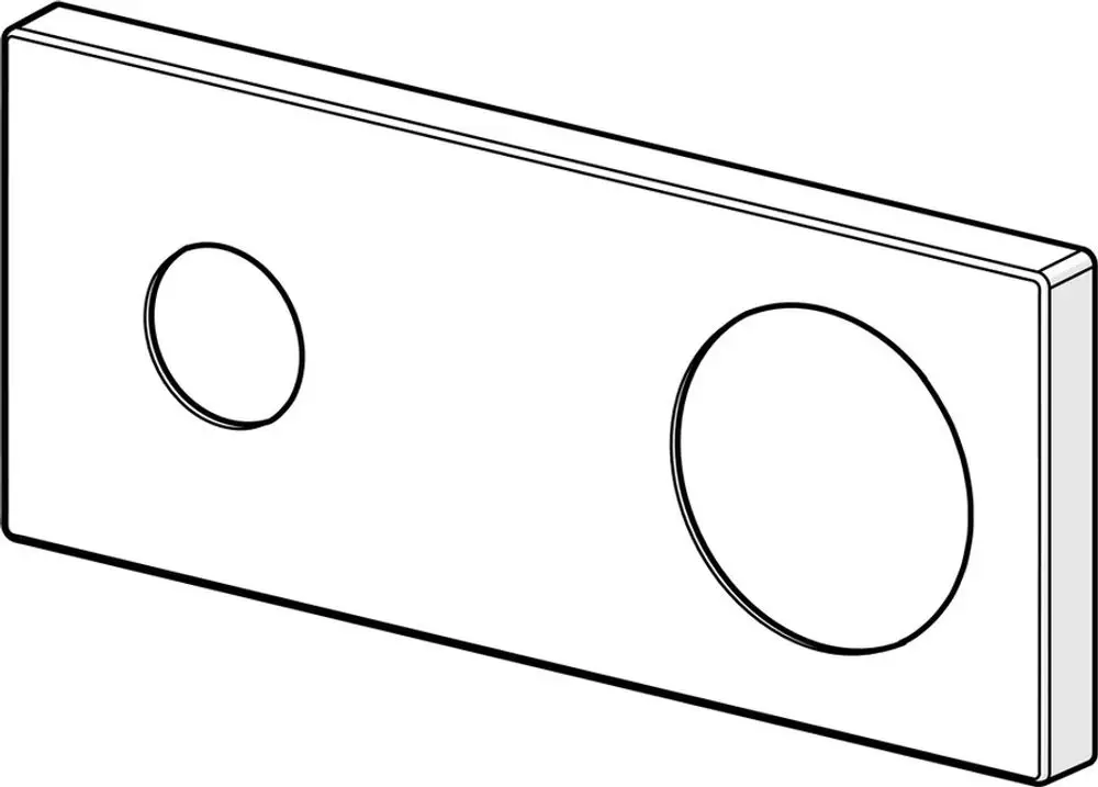 Deckplatte von HANSA mit rechteckiger Form und zwei runden Aussparungen, dargestellt in einer schematischen Ansicht ohne spezifische Maße.
