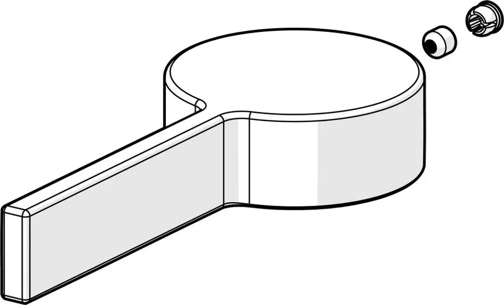 Hebel von HANSA in Chrom-Ausführung, mit runder, flacher Kopfoberfläche und einem schmalen Griff, zerlegt und ohne weitere sichtbare Details.