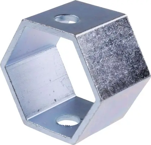 Sechskant-Steckschlüssel aus Metall in Silber mit zwei Löchern, hergestellt von HANSA. Er dient zum Anziehen oder Lösen von Schrauben mit passendem Sechskant.