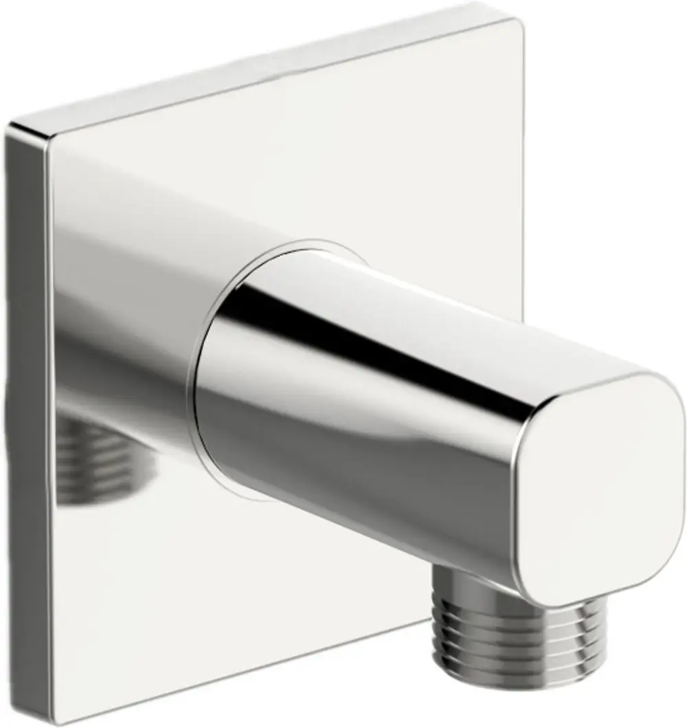 Wandanschlussbogen in chromfarbener Ausführung von HANSA. Mit quadratischer Rosette und G1/2-Anschluss, geeignet für Dusche oder Badewanne.