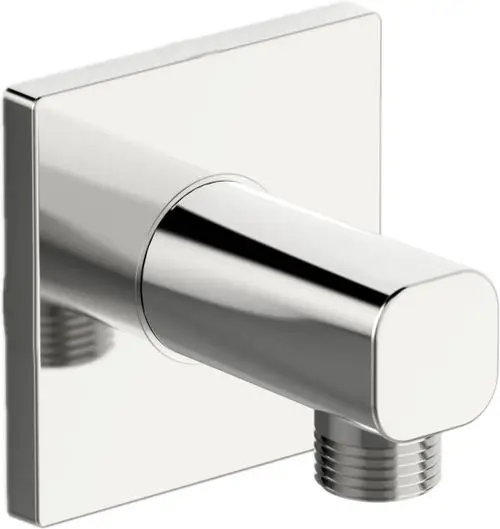 Wandanschlussbogen in chromfarbener Ausführung von HANSA. Mit quadratischer Rosette und G1/2-Anschluss, geeignet für Dusche oder Badewanne.