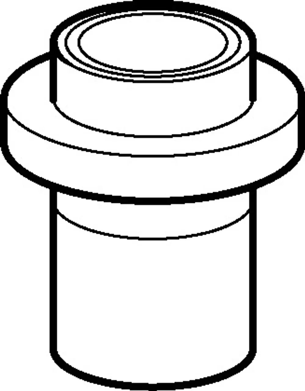 Chromfarbener Halter, zylindrische Form mit erhabenem oberen Teil, geeignet für die Montage. Produkt von HANSA.