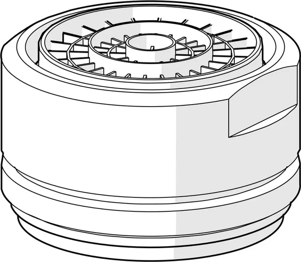 Technisches Produkt von HANSA, vermutlich ein Luftsprudler, mit runder Form und zentraler Düse, abgebildet in schematischer Ansicht, in konturiertem Design.