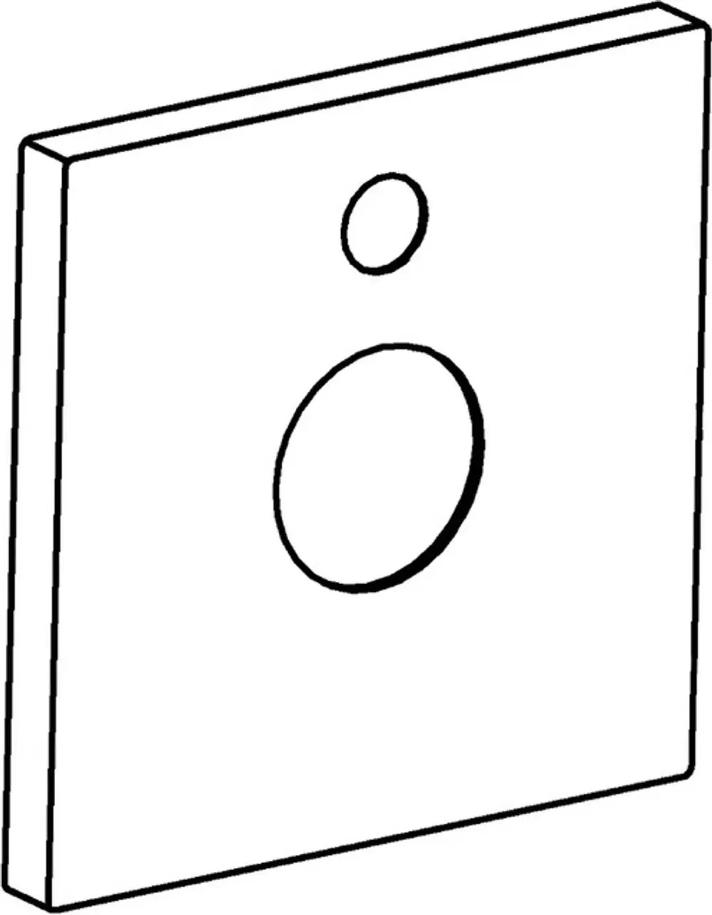 Rosette von HANSA in quadratischer Form mit einem runden Ausschnitt und einem kleineren Loch oben. Das Produkt hat eine einfache, saubere Gestaltung und ist in einer neutralen Farbe gehalten.