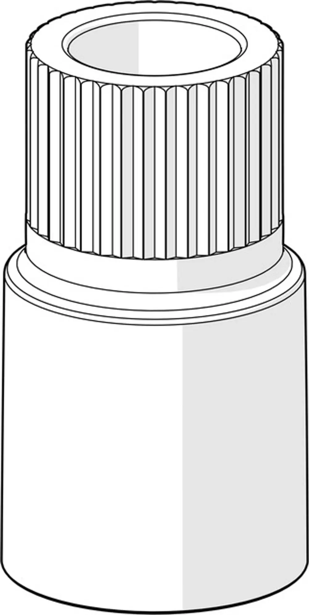 Weißes, zylindrisches Bauteil mit gerilltem Oberteil und glatter Unterseite, vermutlich für Sanitärinstallation, erkennbar als HANSA Produkt.