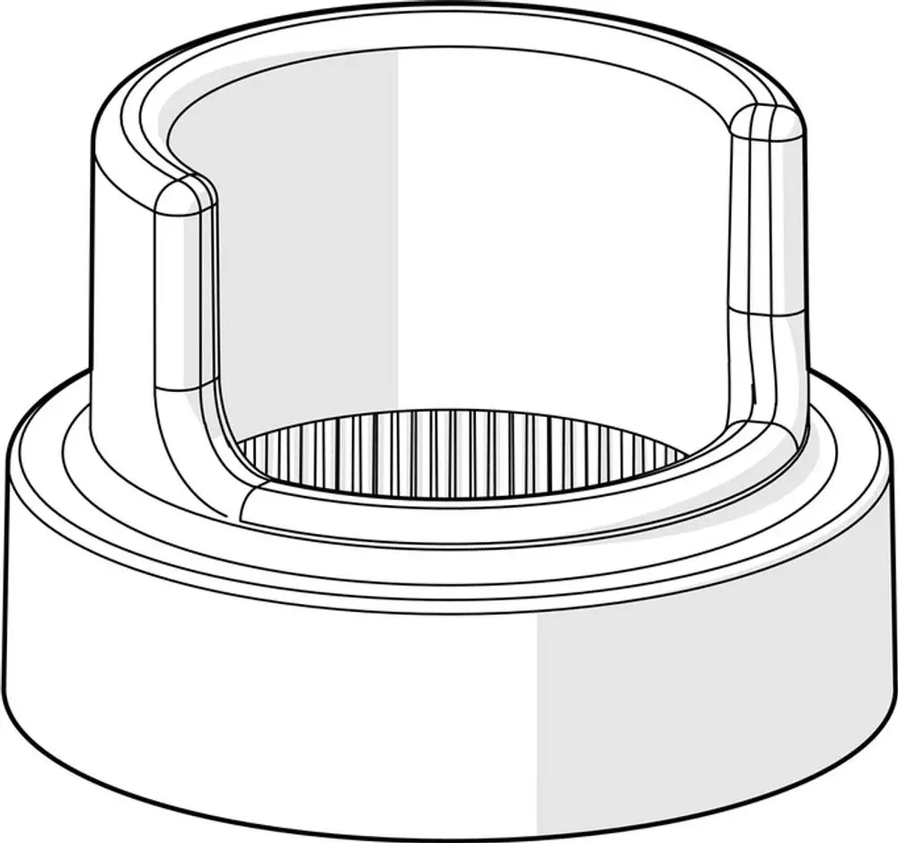 Begrenzer von HANSA, zylindrische Form mit öffentlichem, glattem Innenbereich und gerippter Unterseite, geeignet für verschiedene Installationen.