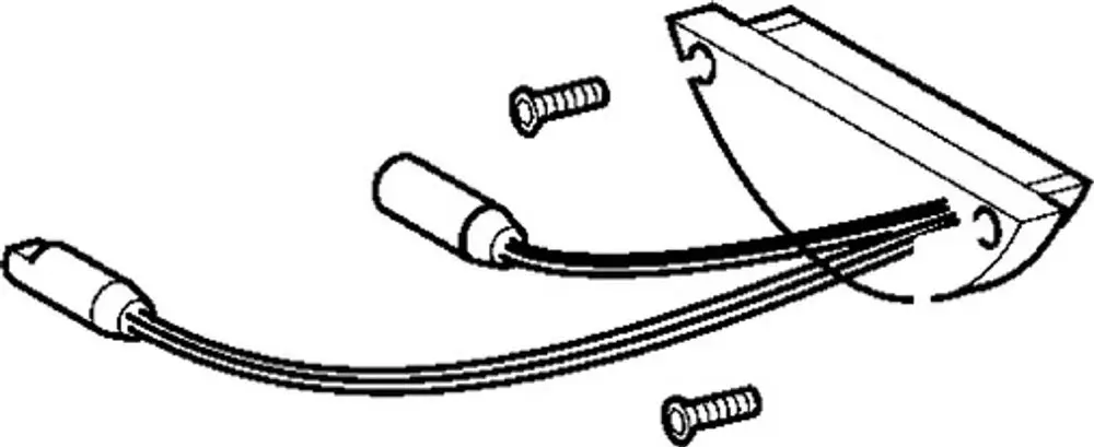 Elektronik-Paket von HANSA mit zwei Kabeln, jeweils mit einer Verbindung. Beinhaltet zwei Schrauben zur Befestigung an einer Oberfläche.