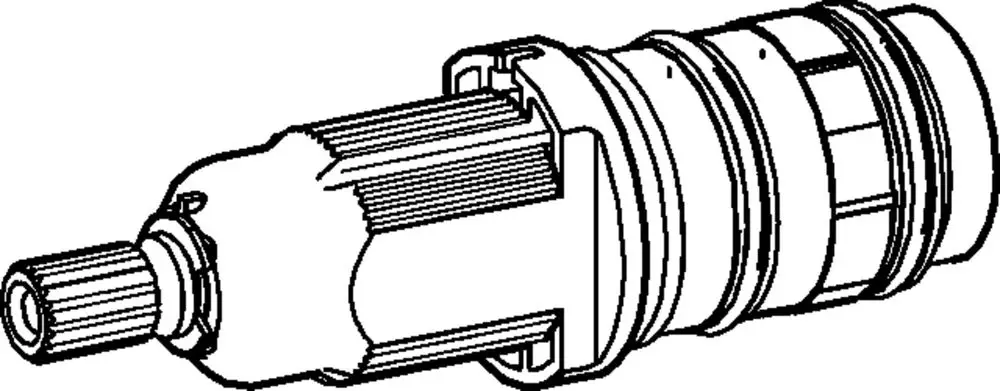 Thermostatkartusche von HANSA, kompaktes Design mit Gewindeanschluss und einem runden Körper, geeignet für Wasser- oder Heizsysteme.