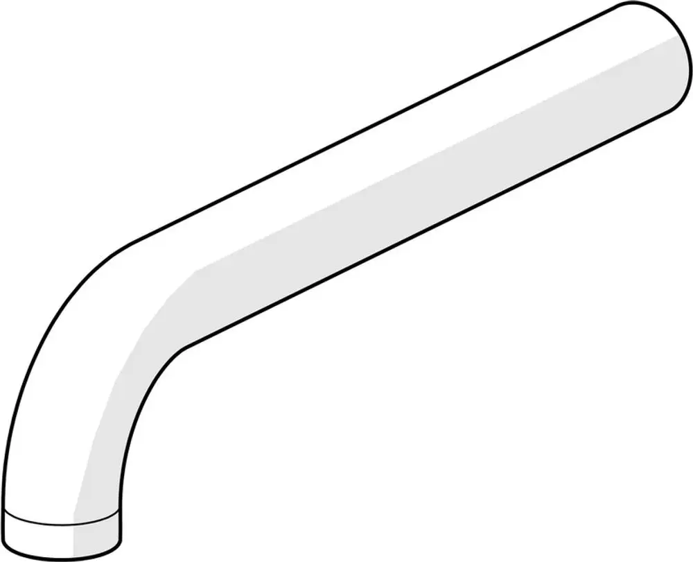 HANDA-Auslauf, gebogen, mit einer weißen Oberfläche, geeignet für Sanitärinstallationen, bietet Funktionalität in Badezimmern und Küchen.