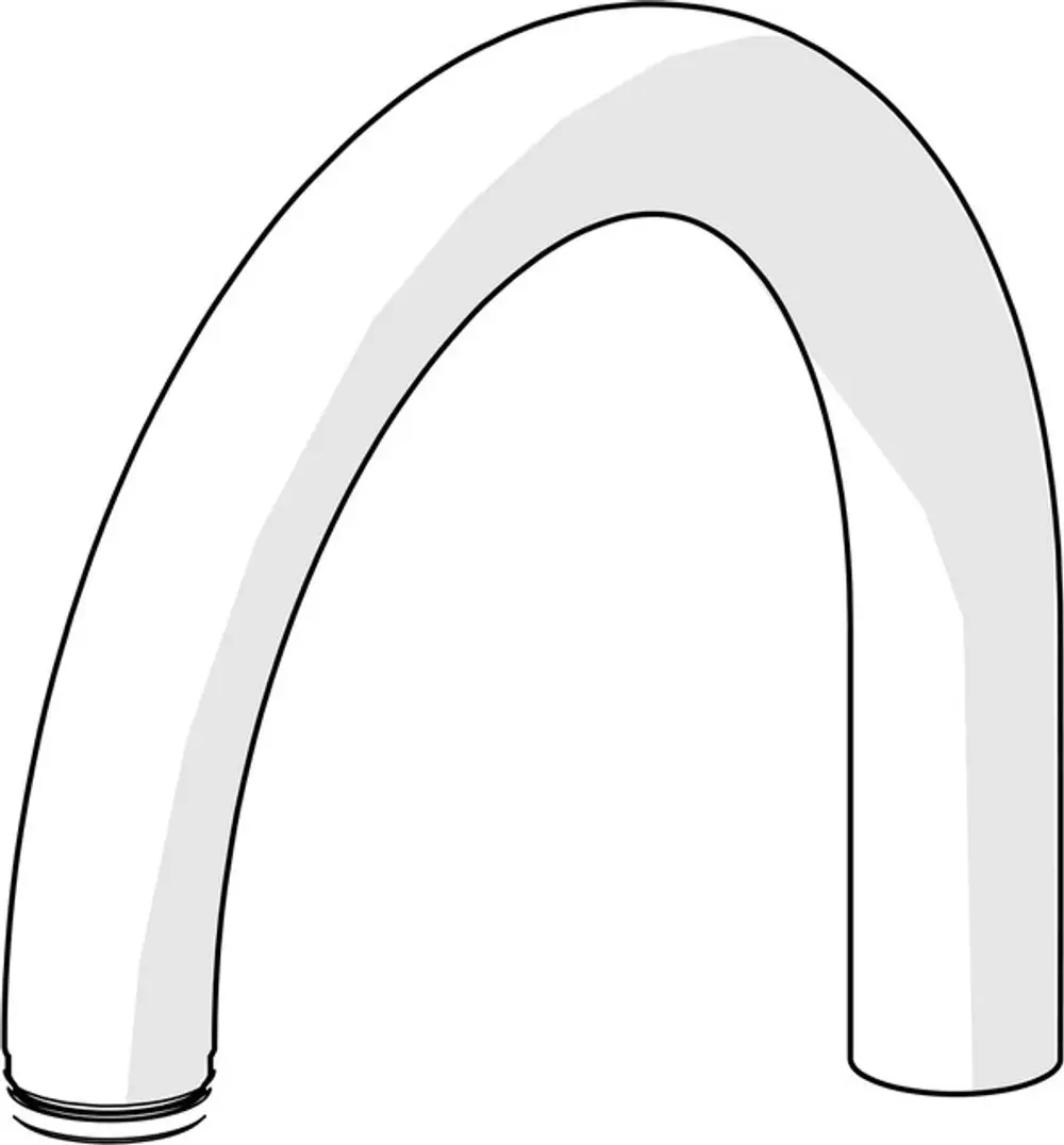 Weißer, gebogener Auslauf aus Chrom mit glatter Oberfläche, geeignet für Armaturen von HANSA.