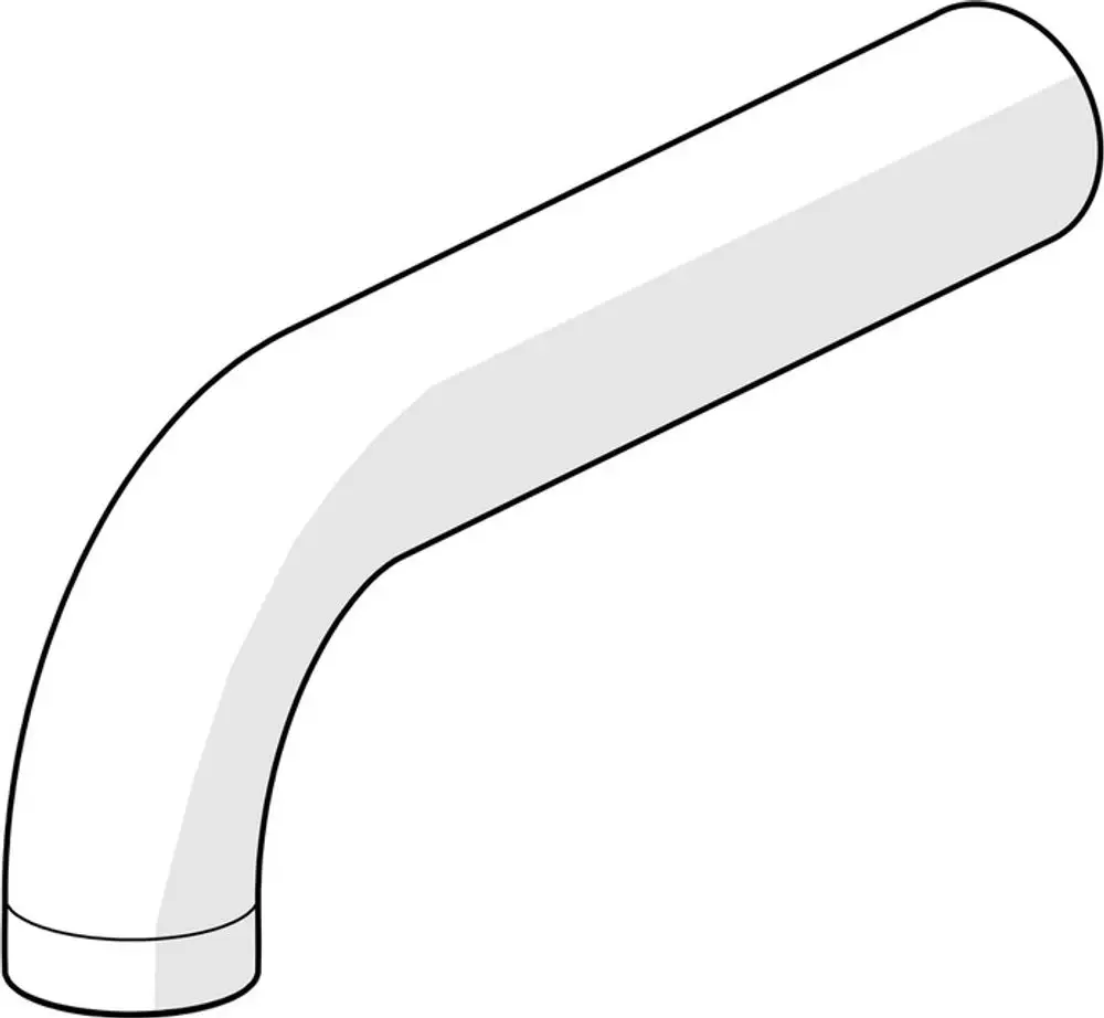 Chromfarbener Auslauf mit gebogener Form, hergestellt von HANSA. Das Produkt ist in einem einfachen, klaren Design gehalten.