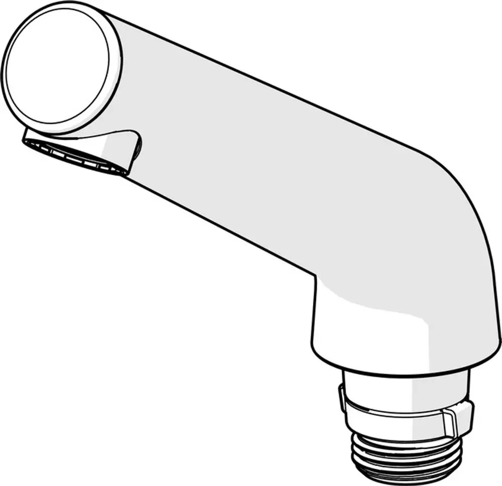 Chromfarbener, gebogener Wasserhahn mit Auslauf und Gewindeansatz. Produkt von HANSA, geeignet für verschiedene Anwendungen in Küche oder Bad.