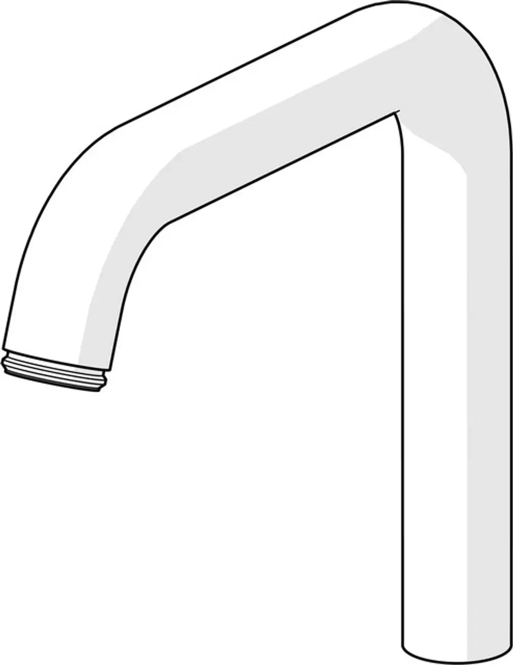 Weißer Auslauf von HANSA mit gebogenem Design und Gewindeanschluss, ohne zusätzliche Maße oder spezifische Produktdetails.
