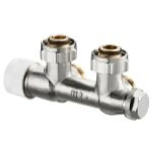 Hydraulischer Abgleichventil aus Metall mit zwei Anschlussgewinden, geeignet für Heizkoerperinstallationen.