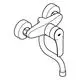 Wandmontierte Einhandarmatur von Grohe mit einem gebogenen Auslauf, zwei starren Griffen und einem klaren Design.
