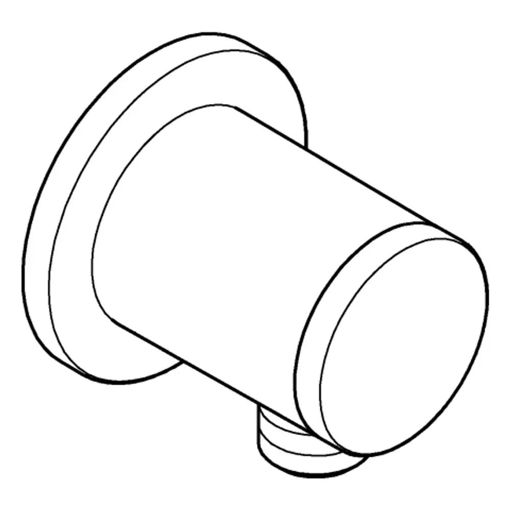Wandanschlussbogen aus Chrom mit runder Öffnung, verwendet in Grohe Duschsystemen, zur Befestigung an der Wand.