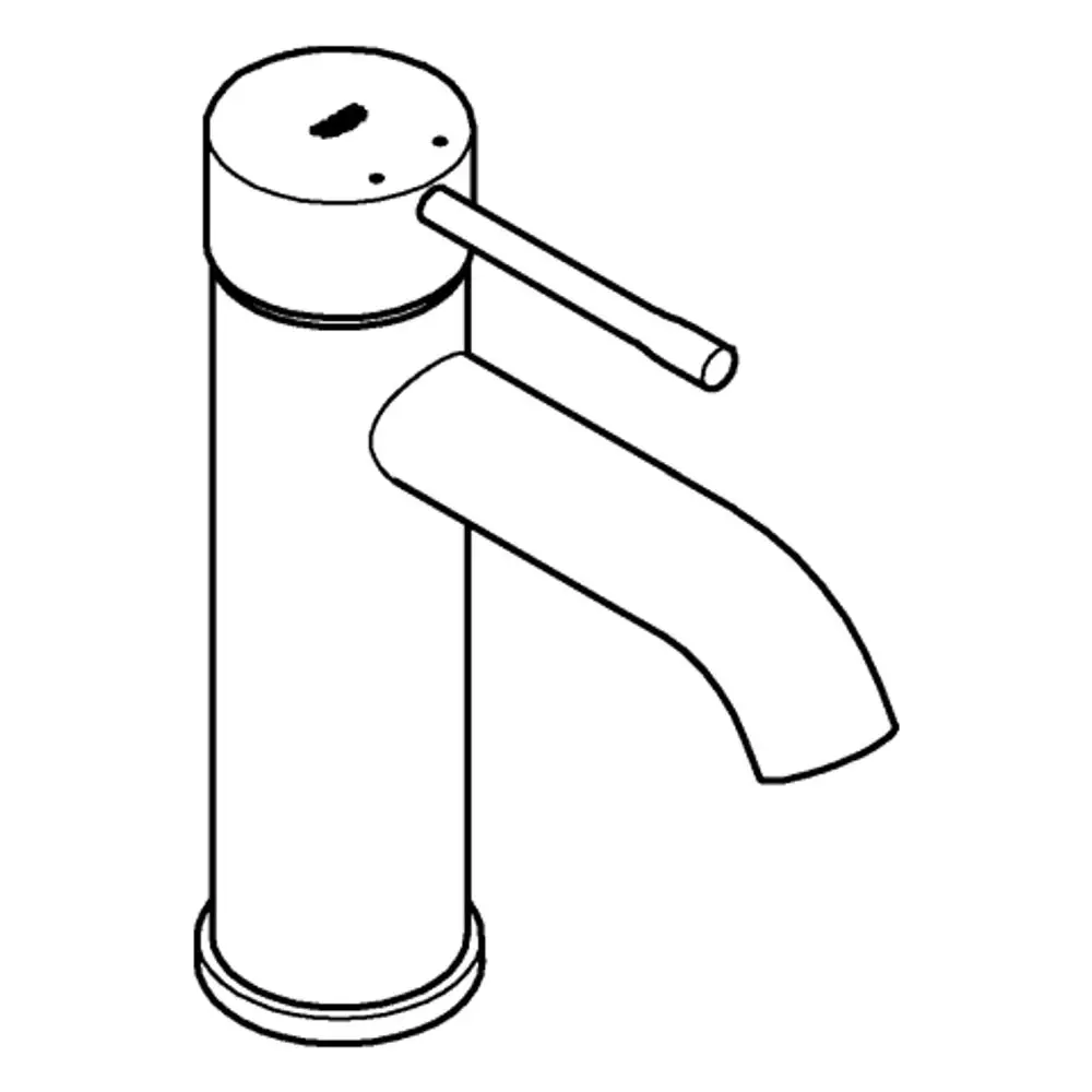 Einhand-Waschtischbatterie mit geradem Auslauf und mittig angeordnetem Bedienhebel, verchromt, von Grohe.